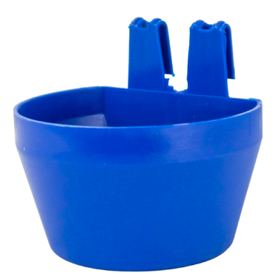 Drink- en voerbak om op te hangen voor tentoonstellingen - celschaal blauw