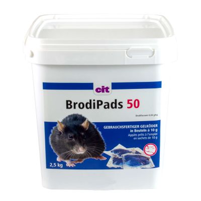 Rattengif BrodiPads Gelpad 2500 g Delen 15 g, Brodifacoum - aasratten muizen