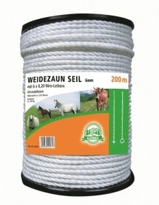 Netsnoer draad 200 m, 6 mm, wit, hoofd van 6 x 0,20 Niro - Göbel