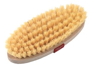 Kardätsche, nylon borstels, met houten terug en hand riem borstelharen