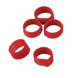 Extra starke Spiralringe mit 16 mm Durchmesser für Hühner, Puten, Fasane, usw in  rot. Lieferumfang: 20 Stück / Packung
