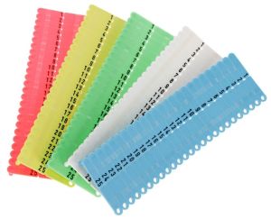 Oor tag Twintak, gevormde, rood, blauw, geel, groen, wit - 50 stuks / Pack