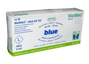 MaiMed-Nitril ST PF Onderzoekshandschoenen L Blauw