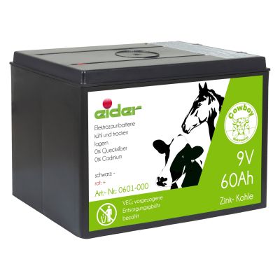 Eider Weidezaun Batterie 9 Volt 60 AH - Trockenbatterie - Zink Kohle