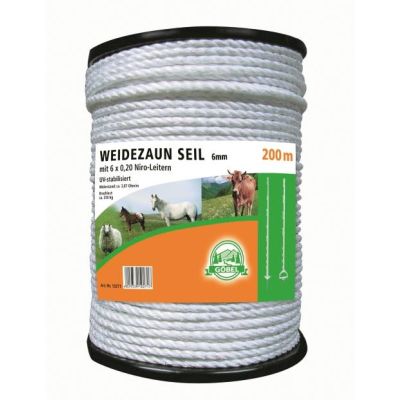 Netsnoer draad 200 m, 6 mm, wit, hoofd van 6 x 0,20 Niro - Göbel