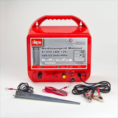 Weide afrastering controller batterij een 1200 LED, 40 km hek, met aansluiting voor auto-accu