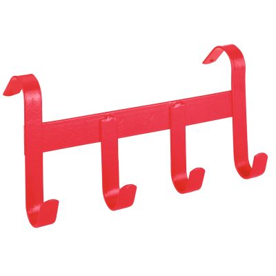 Bridle houder, metaal, 4 haken, Red