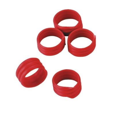Extra starke Spiralringe mit 16 mm Durchmesser für Hühner, Puten, Fasane, usw in  rot. Lieferumfang: 20 Stück / Packung