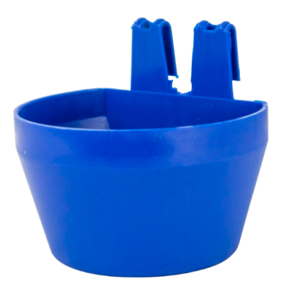 Drink- en voerbak om op te hangen voor tentoonstellingen - celschaal blauw
