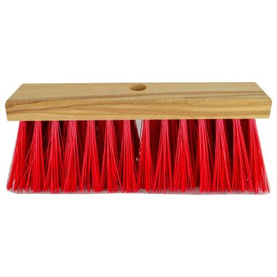 Straatbezem 32 cm, Elaston rood, plat hout