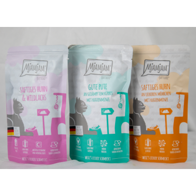 Proefpakket II "Gevogelte" - 3x 125g knijpzakjes voor katten om uit te proberen