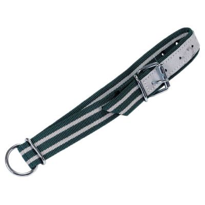 Halsband grün/weiß 130 x 4 cm, Rollschnalle, Ovalglied u. D-Ring