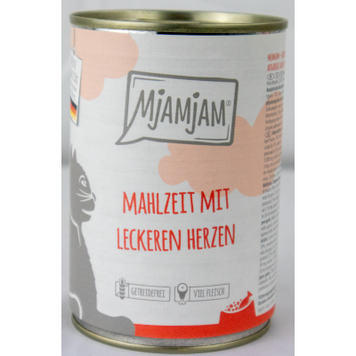 Kattenvoer "smakelijke hartjes" - 400g blikvoer vers rundvlees met smakelijke hartjes