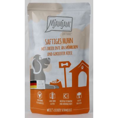 Quetschie "Kip, eend &amp; gierst" - 125g sappige kip met malse eend op wortels &amp; gekookte gierst