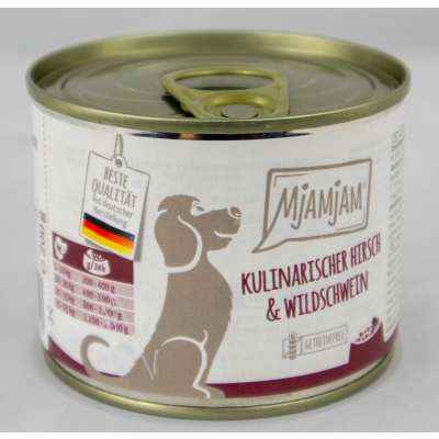 Hondenvoer "Wild &amp; wild zwijn" - 200g culinair hertenvlees &amp; wild zwijn met veenbessen