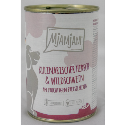 Hondenvoer "Wild &amp; wild zwijn" - 400g culinair hertenvlees &amp; wild zwijn met veenbessen