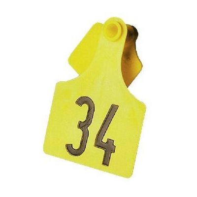 Primaflex oor label grootte 3, gevormd, geel, rood, (25 stuks per verpakking)
