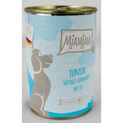 Junior" hondenvoer - 400g blik sappige kip met ei