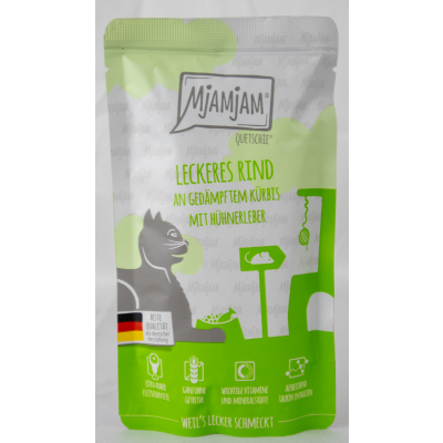 Quetschie "Rund &amp; Pompoen" - 125g heerlijk rundvlees met gestoomde pompoen &amp; kippenlever