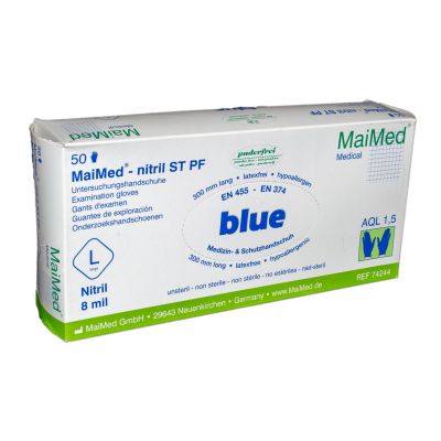 MaiMed-Nitril ST PF Onderzoekshandschoenen L Blauw