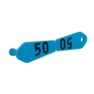 Ohrmarke Duo blau, geprägt, 25 Stück - Nr.51-75