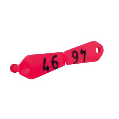 Ohrmarke Duo rot, geprägt, 25 Stück - Nr.1-25
