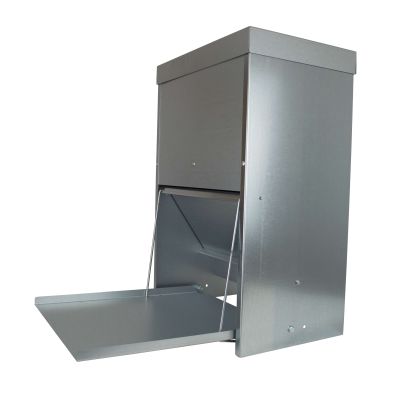 Futterautomat Trittklappe 20L - Geflügelfutterautomat Platte Futter Trog Spender Silo