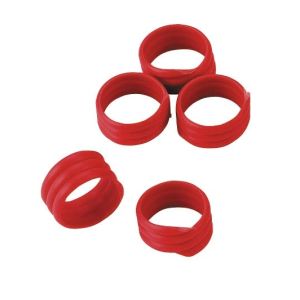 Extra starke Spiralringe mit 16 mm Durchmesser für Hühner, Puten, Fasane, usw in  rot. Lieferumfang: 20 Stück / Packung
