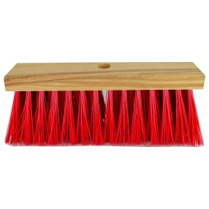 Straatbezem 32 cm, Elaston rood, plat hout