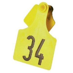 Primaflex oor label grootte 3, gevormd, geel, rood, (25 stuks per verpakking)